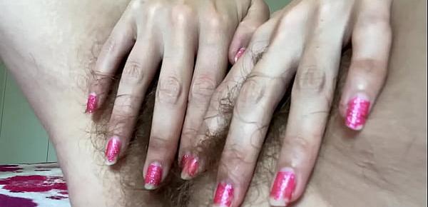  Double dripping wet orgasm hairy pussy big clit closeup
